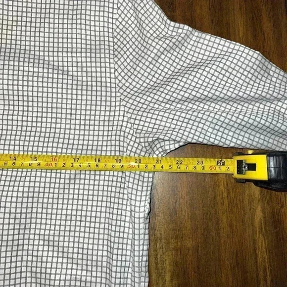 Twillory Safe Cotton Non Iron White Gray Windowpane Button Down 16 34/35 - Picture 5 of 6
